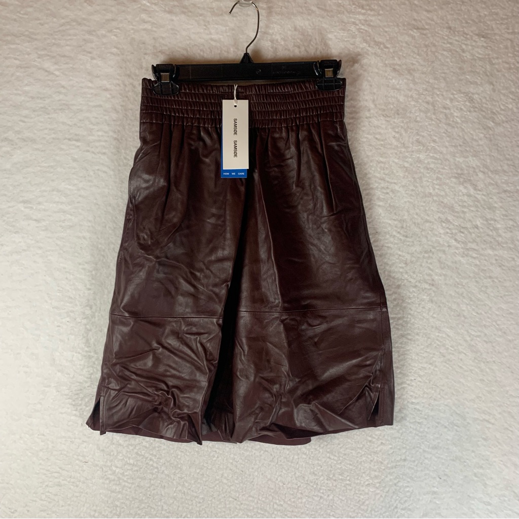 Samsoe Samsoe Genuine Leather Shorts Brown Size Xs Nwt 5758